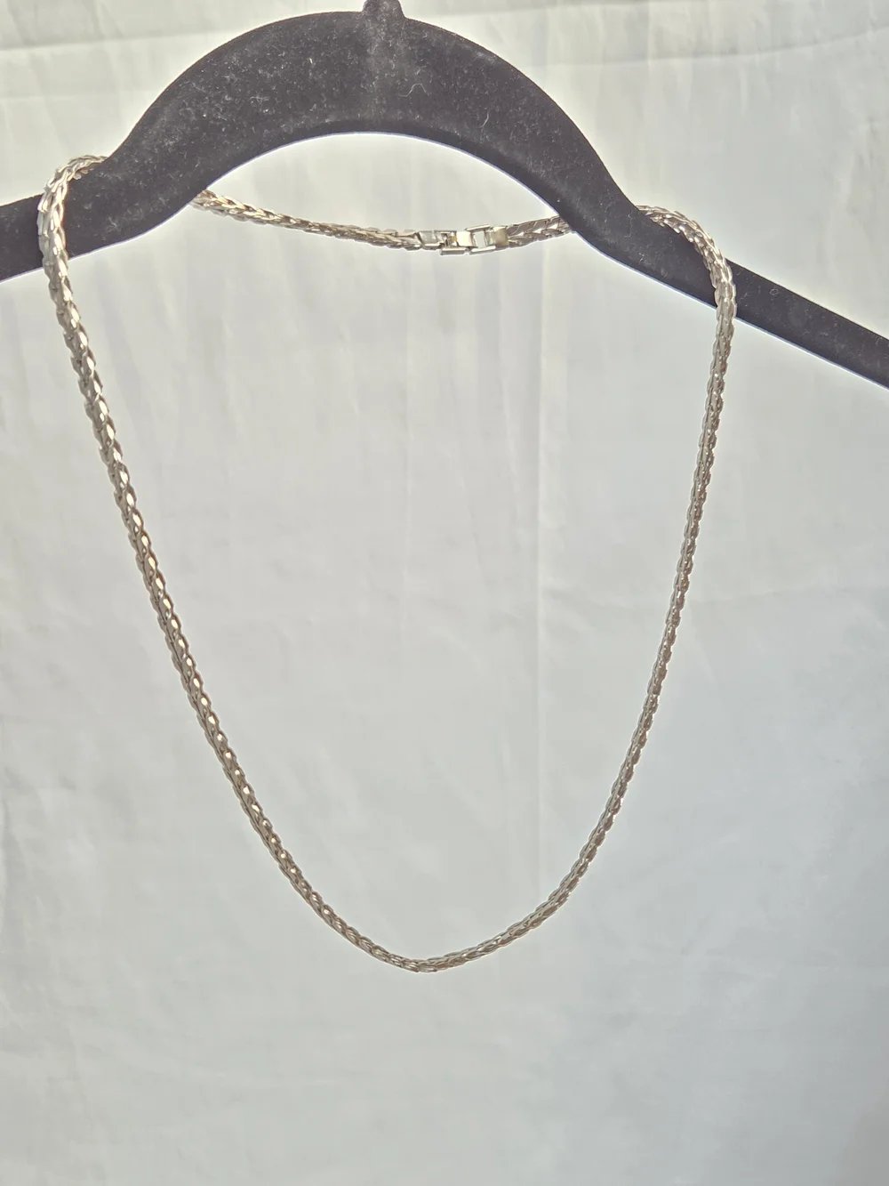 Braided Silver Tone Necklace — Classic White Finish